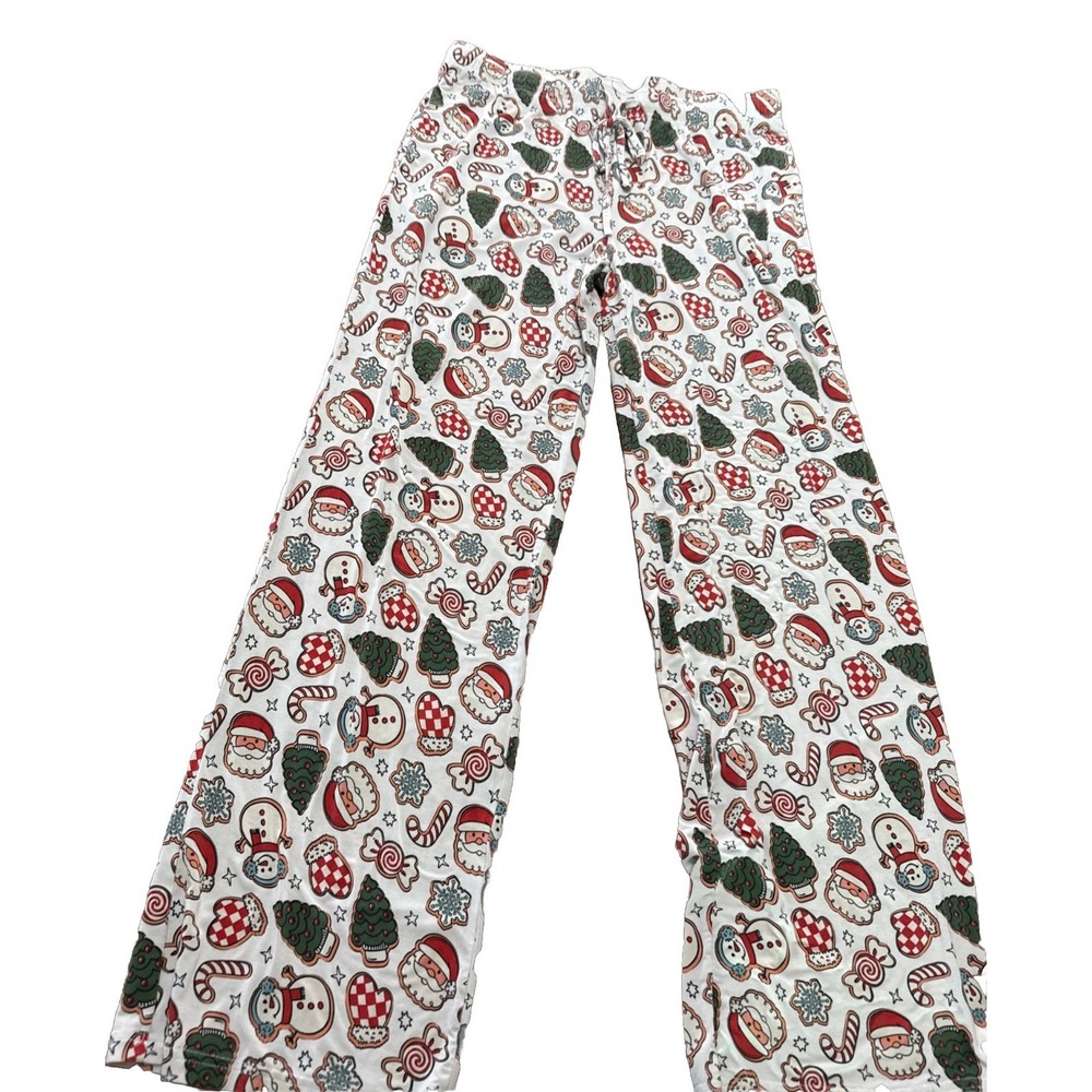 Caden Lane Bamboo Pajama Lounge Pants Pockets Men L Gingerbread Santa Christmas